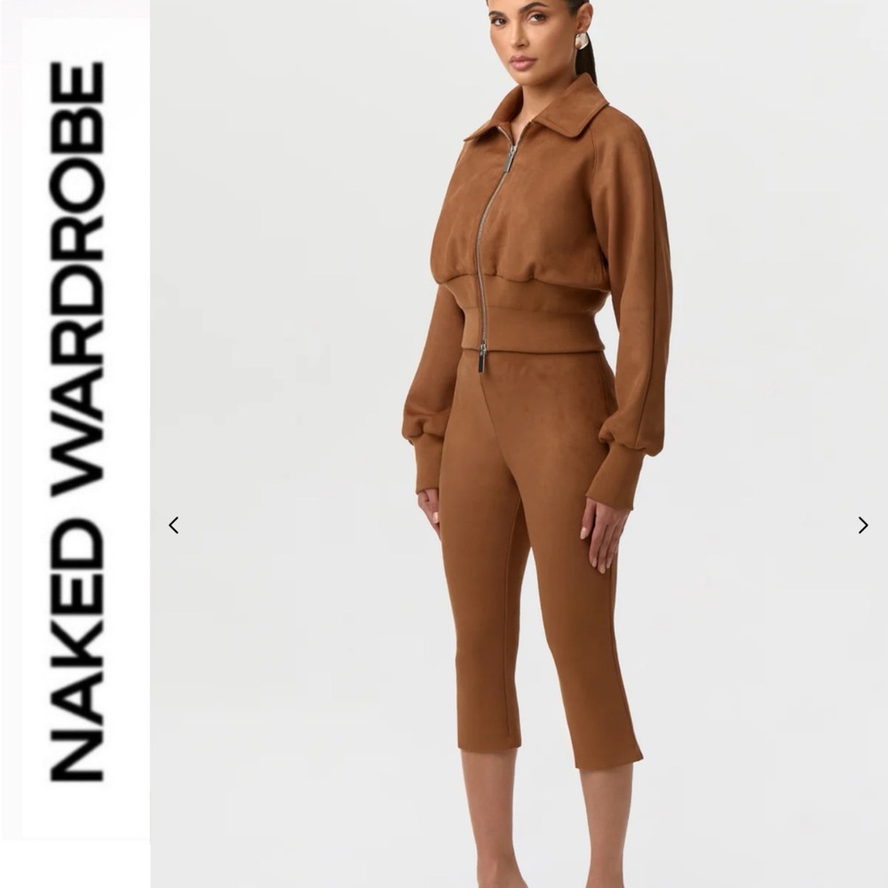 Naked Wardrobe 🤎 Faux suede capri pants ~ Mocha ~ XS